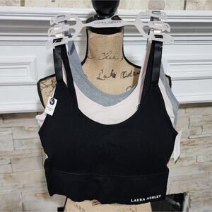 Laura Ashley 3pk longline ribbed active athletic lounge bras bralettes plus size